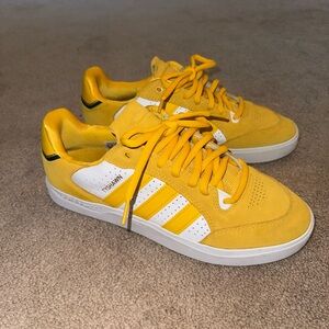 Adidas Tyshawn Low Men's Bold Gold/White/Black Suede Leather Skate Shoes 10.5